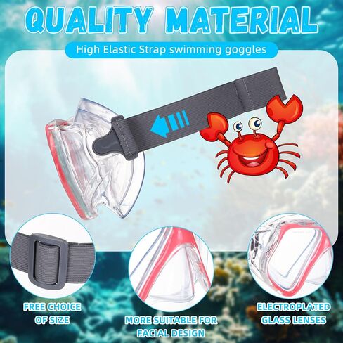 Fabbay Adults Youth Swimming Goggles with Nose Cover Fabric Stretchy Strap Diving Goggles Swim Waterproof Snorkel Mask Goggle in Saudi Arabia