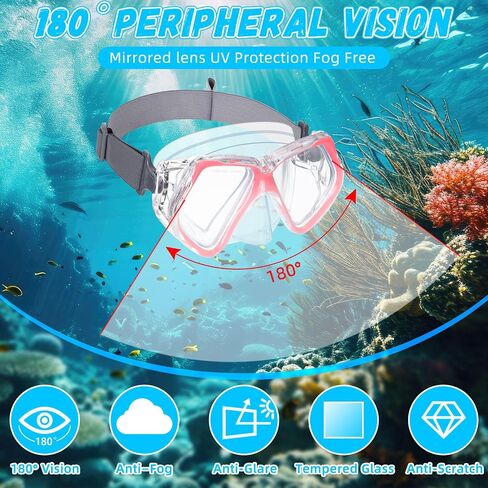 Fabbay Adults Youth Swimming Goggles with Nose Cover Fabric Stretchy Strap Diving Goggles Swim Waterproof Snorkel Mask Goggle in Saudi Arabia