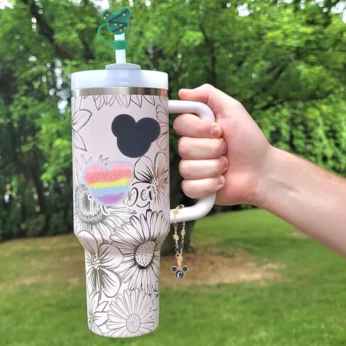 7 PCS Use for Stanley Cup Accessories Charms,Compatible with Stanley Cup Letter Charms for Handle,Silicone Straw Cover Topper & Sticker in Saudi Arabia