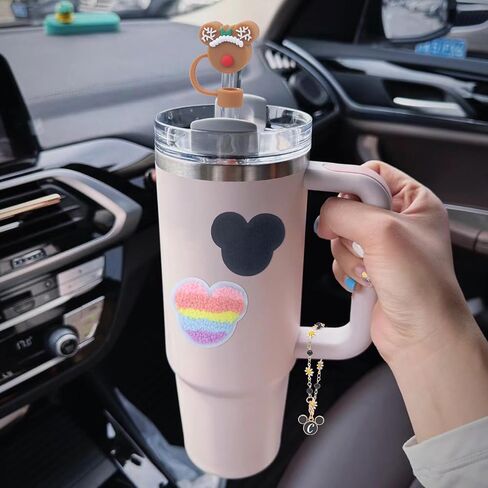 7 PCS Use for Stanley Cup Accessories Charms,Compatible with Stanley Cup Letter Charms for Handle,Silicone Straw Cover Topper & Sticker in Saudi Arabia