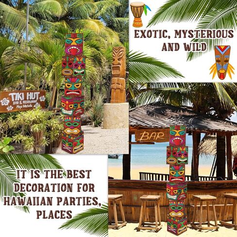 Karenhi 6 Pieces Tiki Column Cardboard Tiki Decor Decorative Totem Pole Tiki Party Decorations Tiki Totem Balloon Boxes for Summer Tropical Hawaiian Luau Party Supplies Table Beach Decoration in Saudi Arabia