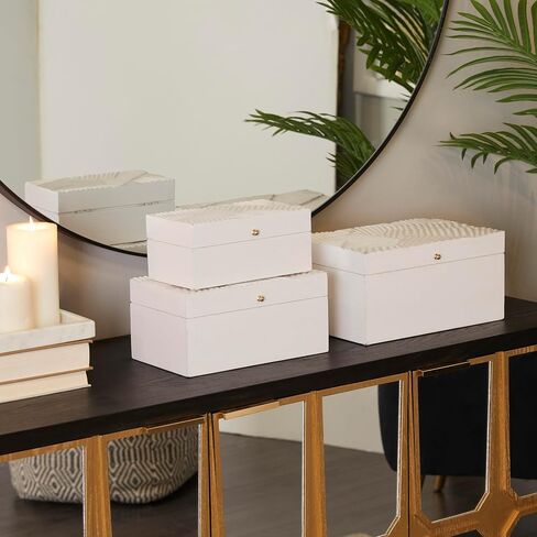 The Novogratz Wood Decorative Box Intricate Carved Decorative Keepsake Boxes with Hinged Lid, Set of 3 Storage Boxes 12", 10", 9"W, Black in Saudi Arabia