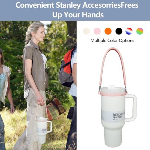 Water Bottle Handle - Water Bottle Sling, Carrier, Holder with strap - Soft Durable Silicone - Fits Most 8-40oz Bottles - Compatible Stanley Cup Accessories-pink in Saudi Arabia