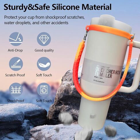 Water Bottle Handle - Water Bottle Sling, Carrier, Holder with strap - Soft Durable Silicone - Fits Most 8-40oz Bottles - Compatible Stanley Cup Accessories-pink in Saudi Arabia