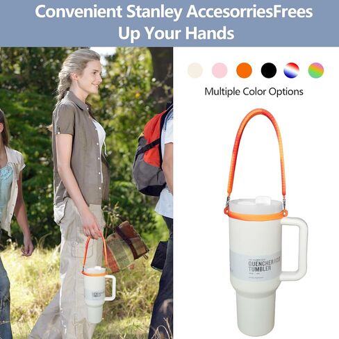 Water Bottle Handle - Water Bottle Sling, Carrier, Holder with strap - Soft Durable Silicone - Fits Most 8-40oz Bottles - Compatible Stanley Cup Accessories-pink in Saudi Arabia
