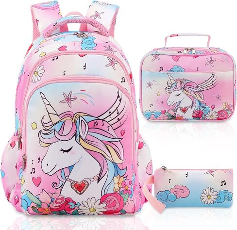 16.5 Inch Mermaid Backpack for Girls Elementary Primary Middle Mermaid Bookbag Girls School Backpack with Lunch Box Pencil Bag Schoolbag Back to School Supplies Gifts Mochilas Escolares Para Niños in Saudi Arabia