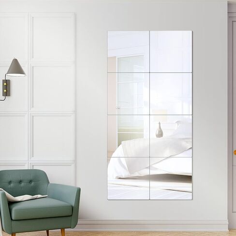 Mirror Tiles Home, 10'' x 12'' Frameless Wall Mounted Mirror(4Pcs), Glass Wall Mirror for Home Gym, Door, Bedroom, Living Room in Saudi Arabia
