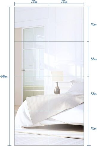 Mirror Tiles Home, 10'' x 12'' Frameless Wall Mounted Mirror(4Pcs), Glass Wall Mirror for Home Gym, Door, Bedroom, Living Room in Saudi Arabia