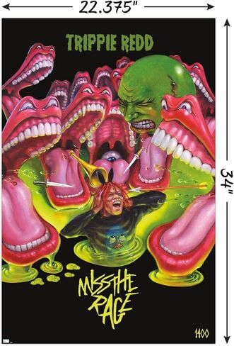 Trends International Trippie Redd - ملصق حائط Miss the Rage، مقاس 22.375 بوصة × 34 بوصة، إصدار غير مؤطر in Saudi Arabia