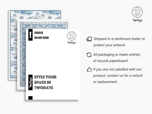 ديكور غرفة الحفيدة الساحلية من يومين، مطبوعات فنية جدارية من الألفية الكبرى، ملصقات شاطئية لغرفة نوم البنات، عمل فني للسجاد باللونين الأزرق والأبيض للمنزل. (12 بوصة × 16 بوصة، مجموعة من 2، غير مؤطرة) in Kuwait