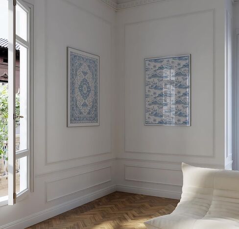 ديكور غرفة الحفيدة الساحلية من يومين، مطبوعات فنية جدارية من الألفية الكبرى، ملصقات شاطئية لغرفة نوم البنات، عمل فني للسجاد باللونين الأزرق والأبيض للمنزل. (12 بوصة × 16 بوصة، مجموعة من 2، غير مؤطرة) in Kuwait