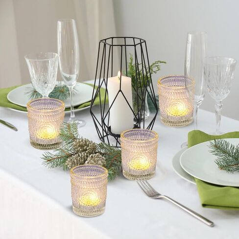 36 Pack Votive Candle Holders, Stylish Clear Glass Tealight Candle Holders for Ambience & Romance, Home Decor and Holiday Decor, Table Centerpiece, Christmas by KUKLIPJIM in Saudi Arabia