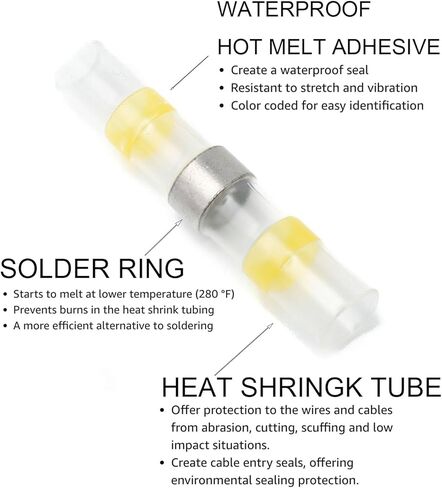 500 PCS Solder Seal Wire Connectors - Heat Shrink Butt Connector Durable, Waterproof, Insulated Electrical Butt Splice Wire Terminals for Marine Automotive Boat Truck Wire Joints… in Saudi Arabia