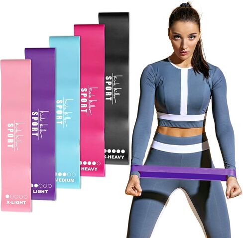Nicole Miller Resistance Bands Set Exercise Workout Bands Loops 3 or 5 Resistance Levels Pack Set for Women Men Booty Leg in Saudi Arabia