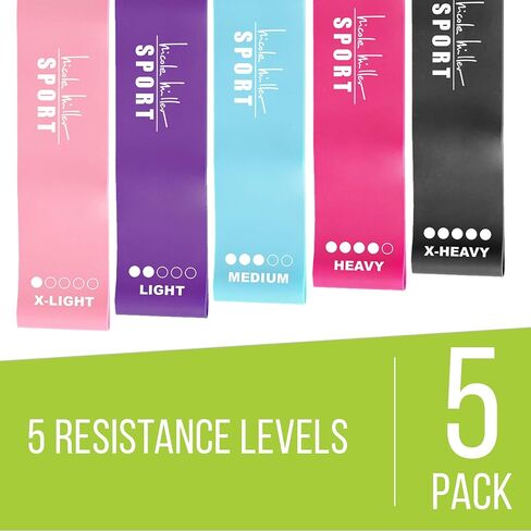 Nicole Miller Resistance Bands Set Exercise Workout Bands Loops 3 or 5 Resistance Levels Pack Set for Women Men Booty Leg in Saudi Arabia