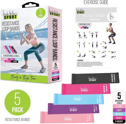 Nicole Miller Resistance Bands Set Exercise Workout Bands Loops 3 or 5 Resistance Levels Pack Set for Women Men Booty Leg in Saudi Arabia