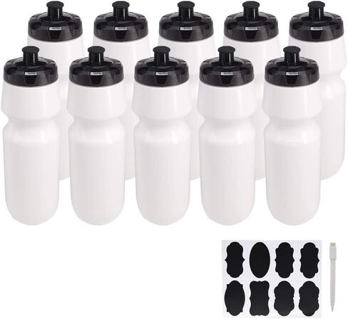 6 Pack 25 oz Sports Water Bottles Sports and Fitness Squeeze Water Bottles BPA Free come with 8 pcs Chalk Labels, 1 Pen(Dishwisher Safe) in Kuwait