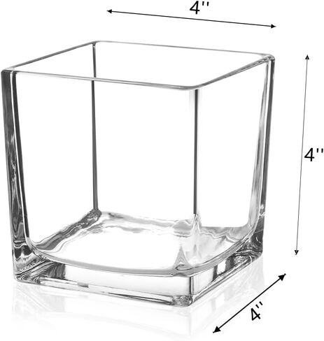 Square Clear Glass Vase 4'' Plant Terrarium,Candle Holder,Table Centerpiece Floral Arrangements for Weddings,Home Decor or Office,Set of 12 in Kuwait