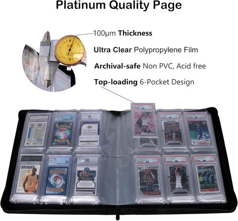 Rayvol PSA Slab Binder, Holds 72 PSA Slabs, 6-Pocket Graded Card Binder for PSA, CGC, CSG, FGS and FCG Slabs in Saudi Arabia