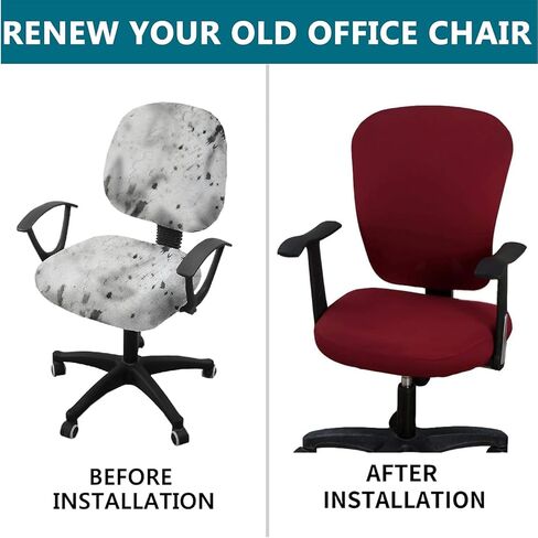 Office Computer Chair Cover Stretch Universal Jacquard Seat Slipcover 2 Piece for Desk Rotating Armless Chair, Removable Washable Anti-dust Chair (Wine) in Saudi Arabia