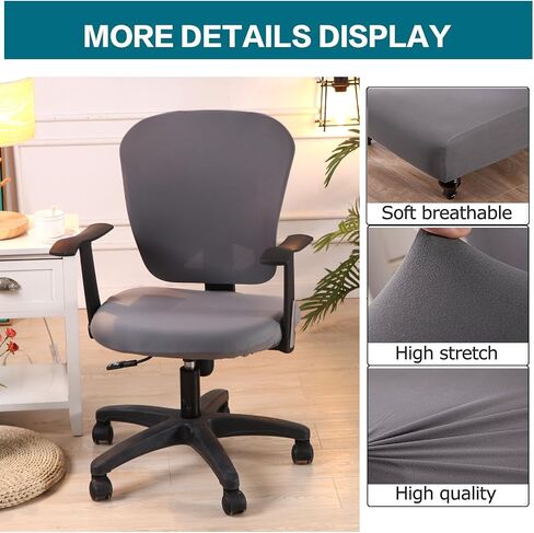 Office Computer Chair Cover Stretch Universal Jacquard Seat Slipcover 2 Piece for Desk Rotating Armless Chair, Removable Washable Anti-dust Chair (Wine) in Saudi Arabia
