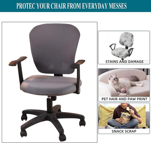 Office Computer Chair Cover Stretch Universal Jacquard Seat Slipcover 2 Piece for Desk Rotating Armless Chair, Removable Washable Anti-dust Chair (Wine) in Saudi Arabia