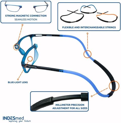 Magnetic Reading Glasses, Blue Light Filter, and Interchangeable Adjustable Straps, for Men and Women in Saudi Arabia