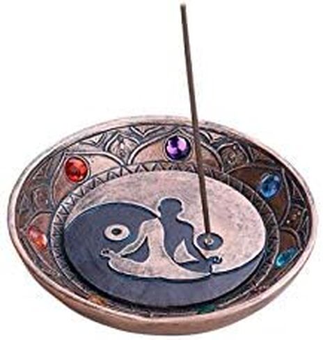 Pacific Giftware Botega Worldwide Yin Yang Yoga Meditation Pose with 7 Chakra Incense Stick Holder Incense Burner 5" in Saudi Arabia