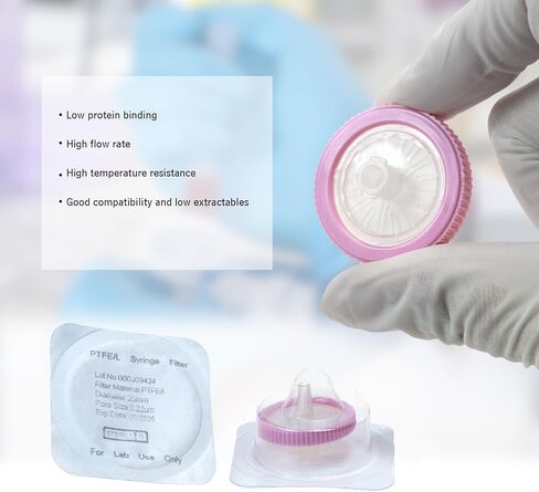 مرشح حقنة معقمة PTFE 20 حزمة، حجم المسام 0.22um، قطر الغشاء 25 مم، ترشيح ماء معقم ومعبأ بشكل فردي in Kuwait
