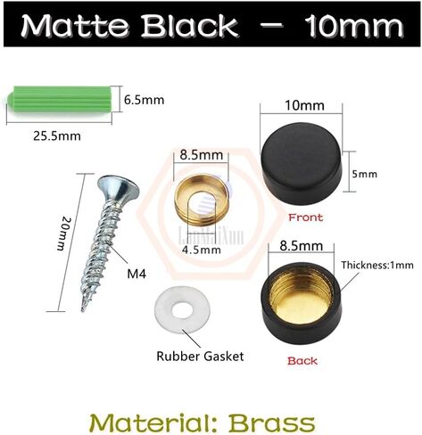 4set 10mm Matte Black Finishes Brass fixing screw decorative cover,Decorative screws in Saudi Arabia
