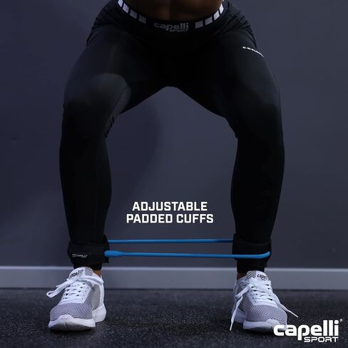 Capelli Sport Ankle Resistance Band, Lateral Exercise Band with Adjustable Cuffs, Workout Bands, Blue, 28 Inch in Saudi Arabia
