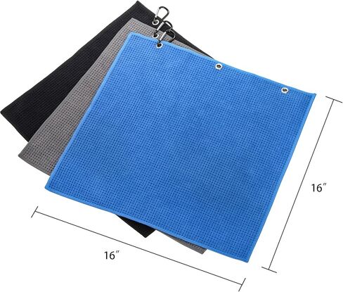 Jucoan 6 عبوات من مناشف الجولف لحقائب الجولف مع مشبك حلقة تسلق، 16 × 16 بوصة ثلاثية الطي من الألياف الدقيقة المحمولة بنمط الوافل، ملحقات مناشف تنظيف الجولف in Kuwait