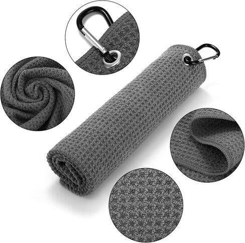 Jucoan 6 عبوات من مناشف الجولف لحقائب الجولف مع مشبك حلقة تسلق، 16 × 16 بوصة ثلاثية الطي من الألياف الدقيقة المحمولة بنمط الوافل، ملحقات مناشف تنظيف الجولف in Kuwait