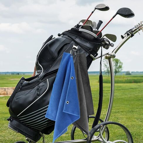 Jucoan 6 عبوات من مناشف الجولف لحقائب الجولف مع مشبك حلقة تسلق، 16 × 16 بوصة ثلاثية الطي من الألياف الدقيقة المحمولة بنمط الوافل، ملحقات مناشف تنظيف الجولف in Kuwait