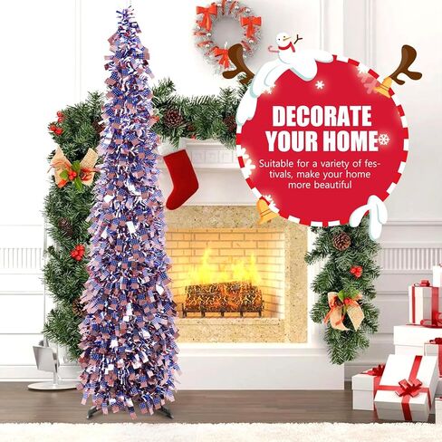 4th of July Decorations Patriotic Decoration 5ft Pop up Tree Memorial Day Decor American Red White and Blue Decorations in Saudi Arabia