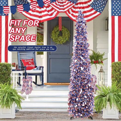 4th of July Decorations Patriotic Decoration 5ft Pop up Tree Memorial Day Decor American Red White and Blue Decorations in Saudi Arabia