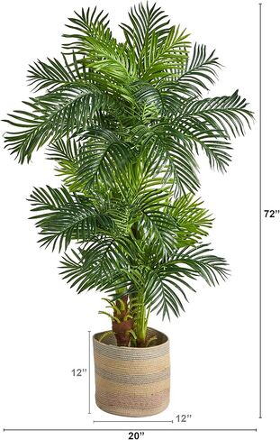 Nearly Natural 6ft. Hawaii Artificial Palm Tree in Handmade Natural Cotton Multicolored Woven Planter in Saudi Arabia