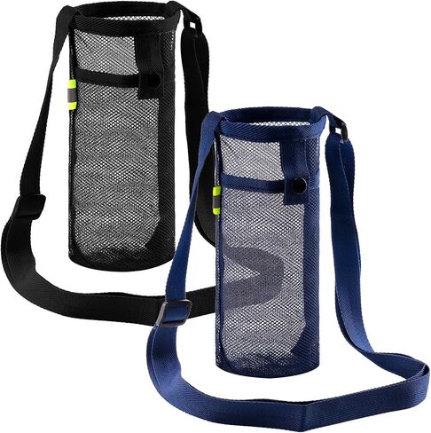 2 Pcs Water Bottle Holder, Mesh Water Bottle Bag with Adjustable Shoulder Strap, Lightweight Water Bottle Crossbody with Pocket, Water Bottle Carrier for Gym, Running, Cycling, Camping in Saudi Arabia