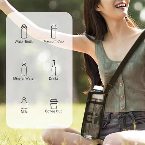 2 Pcs Water Bottle Holder, Mesh Water Bottle Bag with Adjustable Shoulder Strap, Lightweight Water Bottle Crossbody with Pocket, Water Bottle Carrier for Gym, Running, Cycling, Camping in Saudi Arabia