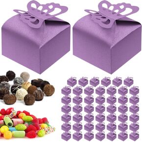 YASYU 50 Pcs Pink Butterfly Candy Cookie Gift Boxes, Party Favor Treat Boxes,Romantic Wedding Bridal Showers Chocolate Boxes, for Wedding Baby Shower Anniverary Birthday Party Supplies