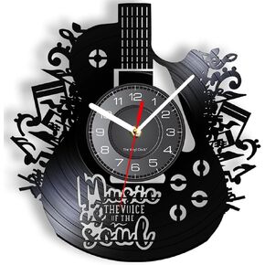 Music Wall Clock, 7 Colors Luminous 12'' Guitar Vinyl Wall Clock Silent Non Ticking, LED Night Light Music Instrument Rock N Roll Wall Clock for Men Gifts