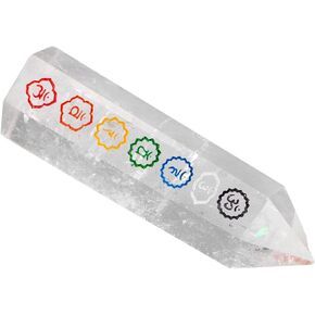 TUMBEELLUWA Healing Crystal Wands Quartz Points 6 Faceted Chakra Tumbled Stone Reiki Meditation Therapy,Rock Quartz,Angel Aura Titanium Coated