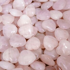 12 Packs 1.18 Inches Rose Quartz Heart Shaped Crystals Healing Palm Worry Pocket Stones for Reiki Jewelry Making Home Decor