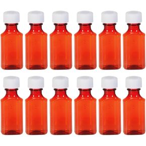 Sandhill Tools Premium Oval Plastic Liquid Medicine Bottles with Child Resistant Caps 2 Oz (60 ml), Pharmacy Leak Proof Travel Graduated Empty Containers (Pack of 12)