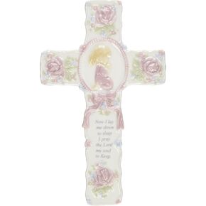 Cosmos R8015B Fine Porcelain Inspirational Cross with Praying Girl Figurine, 8-3/4-Inch
