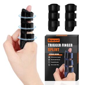 Trigger Finger Splint Finger Splint 2pcs for Arthritis, Injury, Broken Finger Straightening - Finger Brace for Index, Middle, Ring Finger Pain Relief -Black 2