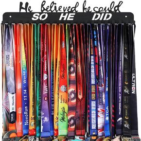 Goutoports He Believed He Could - Medal Holder - with 20 Hooks Hold Up 60 Medals Pure Steel Resistant to Damage Breakage Bending