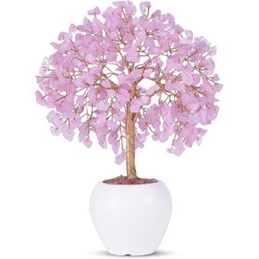 Amethyst Stone Chakra Crystal Tree Money Tree Feng Shui Gemstone Tree of Life with Pot Base, Good Luck Tree Christmas Home Office Desk Crystal Decor Ornament Stress Relief, Spiritual Insight