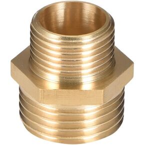 uxcell Brass Male to Male Straight Pipe Reducing Hex Fitting G3/8 x G1/2 Male Connector