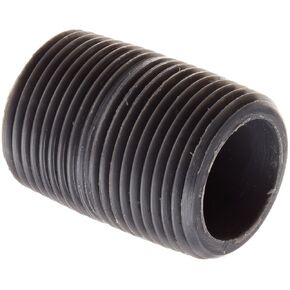PVC Pipe Fitting, Close Nipple, Schedule 80, Gray, 1/2" NPT Male, 1-1/8" Length